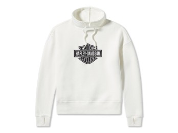 Essential Bar & Shield Funnel Neck Pullover white