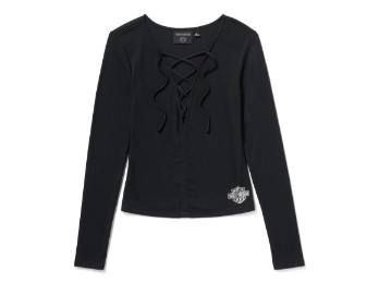 Harley-Davidosn Damen Top Lace Up Long Sleeve black 