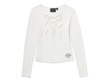 Harley-Davidosn Damen Top Lace Up Long Sleeve