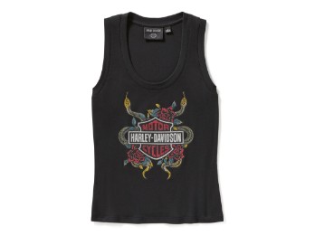 Serpent Rose Bling Ribbed Tank