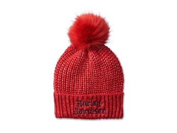 Old English Pom Beanie red