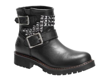 Harley-Davidson Damen Boots Heather – Leder Bikerstiefelette Schwarz