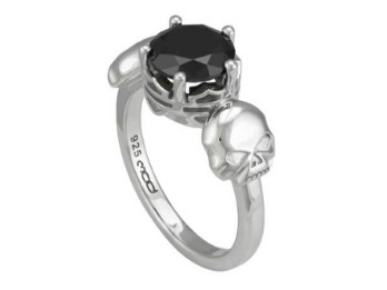 Ring Silver Skull & Stone