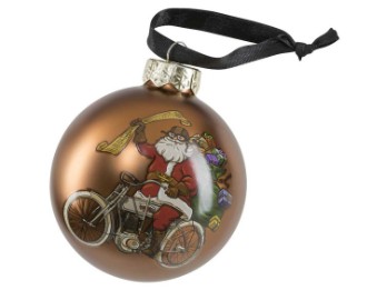 Biker Santa Ball Glass Ornament 2020