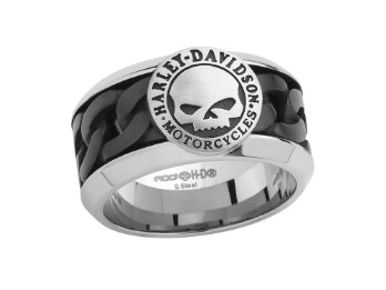 Ring H-D Black Steel Chain Skull
