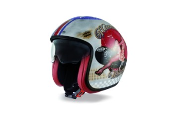 Jet Pin Up Silver – Retro Jethelm im Pin-Up Style