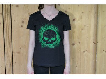 Damen T-Shirt Green Skull