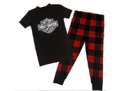 Homewear Harley-Davidson® Weihnachts-Pyjama-Geschenkset mit Karomuster für Kleinkinder und große Jungen