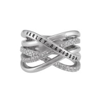 Harley-Davidson® Damen Twisted Bling H-D Tapered Band Ring - Sterling Silber