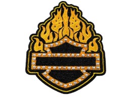 Harley-Davidson® 4 in. Studded Blingin' Flame B&S Embroidered Emblem Sew-On Patch