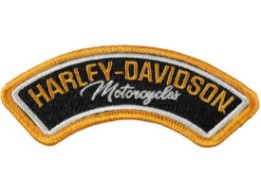 Harley-Davidson® 4 in. Motorcycles Rocker Emblem Sew-On Patch, Black/Orange