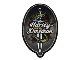 Harley-Davidson® 3.5 in. Embroidered Snakes & Daggers Sew-On Patch, Black