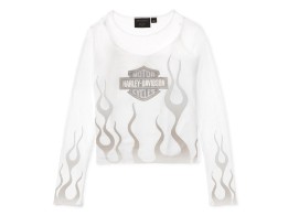Damen Mesh Top Flames Weiss