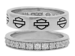 Harley-Davidson® Damen Double Band Bling Split Ring, Sterling Silber 