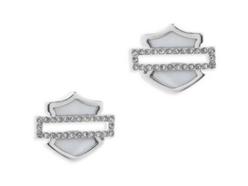 Ohrstecker mit Perlmutt und „Bar & Shield“-Logo