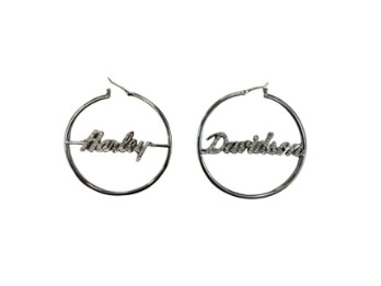 H-D Damenohrringe `Harley Davidson´ messingplattiert