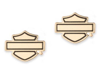 Harley-Davidson® Women's Large Bar & Shield Stainless Steel Stud Earrings, Gold
