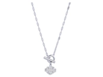 Harley-Davidson® Women's 16 in. Bar & Shield Logo Toggle Pendant Necklace, Silver