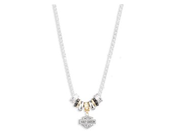 Harley-Davidson® Women's 16 in. Tri-Tone Bar & Shield Charm Pendant Necklace