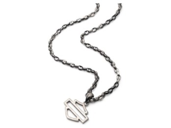 Harley-Davidson® Mens Open Bar & Shield Hematite Stainless Steel Pendant Necklace
