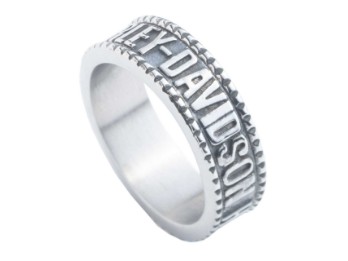 Harley-Davidson® Men's Engraved Raised H-D Logo Ring, Stainless Steel