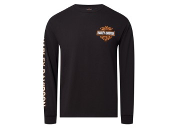 Herren Shop Shirt Langarm `B&S´ - schwarz