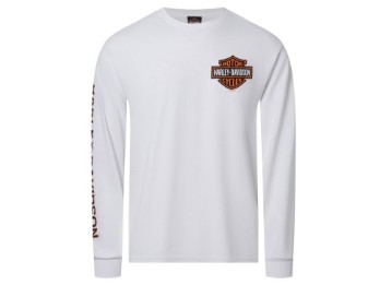 Herren  Shop Shirt Langarm  `B&S´ - weiß