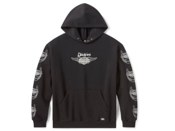 Dickies x H-D Oversized-Kapuzenpullover mit geflügeltem Hufeisen – Schwarz