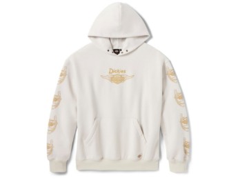 Dickies x H-D Oversized-Kapuzenpullover mit geflügeltem Hufeisen – Weiß