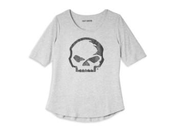 Damen T-Shirt 'Willie G Skull w/Rhinestones'