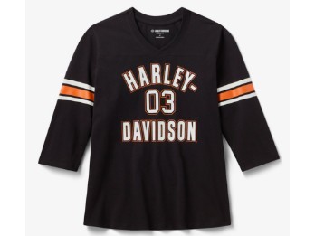 H-D Essential 3/4 Sleeve V Neck