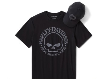 Willie G Skull Mütze- und T-Shirt-Geschenkset für Herren