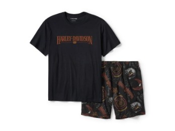 Kurzärmeliges Harley-Davidson Pyjama-Set für Herren