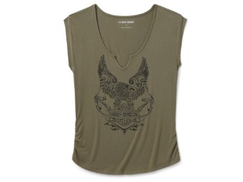 Damen Bling H-D® Born to Fly Notch Neck T-Shirt