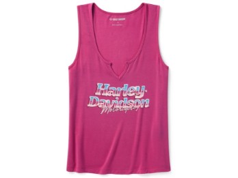 Damen-Tanktop mit V-Ausschnitt und glitzernden Details - pink