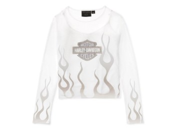 Harley-Davidson Damen Mesh Top Flames Weiss