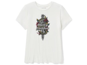 Damen Serpent Rose Bling T-Shirt mit Rundhalsausschnitt