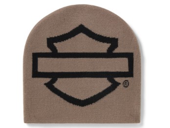 Open Bar & Shield Beanie - grau