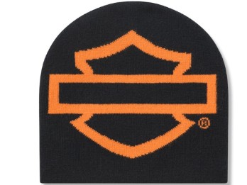 Open Bar & Shield Beanie - schwarz
