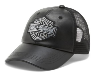 Bling Bar & Shield Trucker Cap aus Leder für Damen