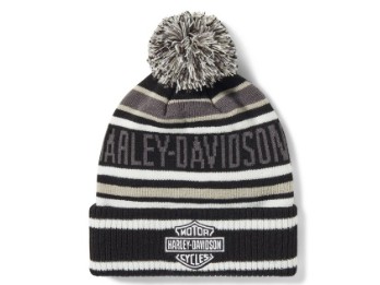 Harley-Davidson® Stripe Pom Beanie - schwarz