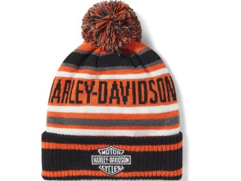 Harley-Davidson® Stripe Pom Beanie - orange