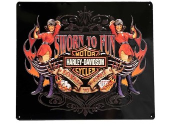 H-D Geschworen auf Fun Babes Blechschild