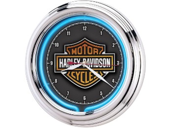 Neonbeleuchtete Wanduhr