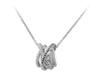 Harley-Davidson® Women's Twisted Bling H-D Crystal Necklace - Sterling Silver