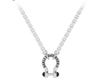 Harley-Davidson® Women's Horseshoe Square Link Chain Necklace - Sterling Silver