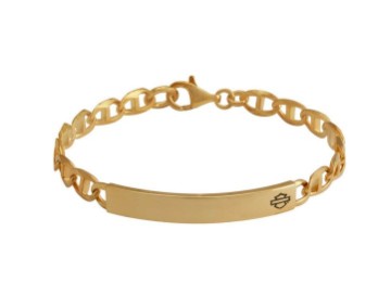 Harley-Davidson® Women's Bar & Shield Mariner Chain ID Bracelet, Gold Tone