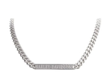 Harley-Davidson® Women's H-D Script Bar Curb Link Necklace - Stainless Steel