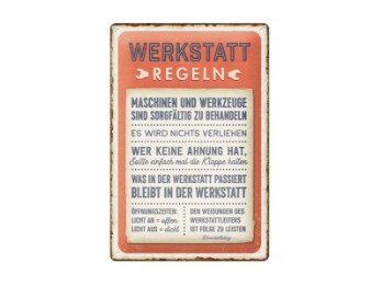 Blechschild 'Werkstattregeln'