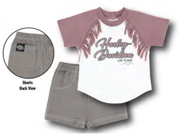 2021614-2/3T, Mädchen Shirt Set  Fransen